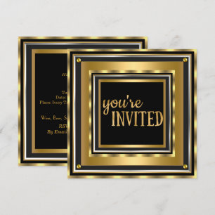 Invitation Vous êtes invité Élégant Or Faux feuille d'alumini