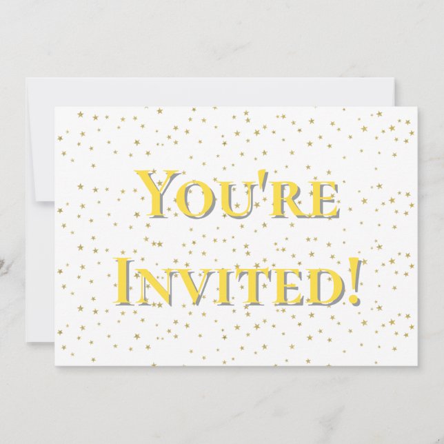 Invitation Vous êtes Invité Gold Sparkle Star Anniversaire (Devant)