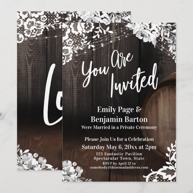 Invitation Vous êtes invité Lumières de fleurs en dentelle de (Devant / Derrière)