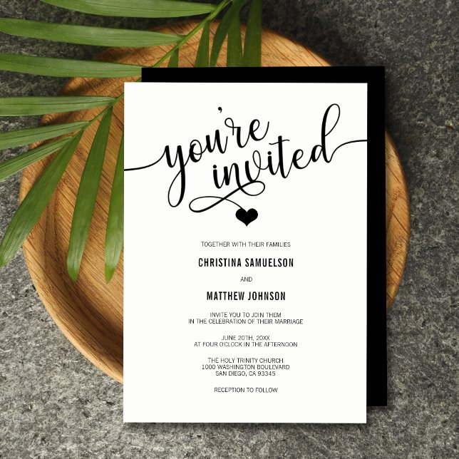 Invitation Vous êtes invité Mariage noir et blanc classique (Créateur téléchargé)