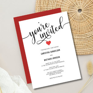 Invitation Vous êtes invité noir blanc rouge Valentin Mariage