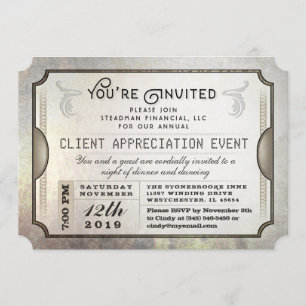 Invitation Vous êtes invité Sophisticate Ticket Corporate Eve