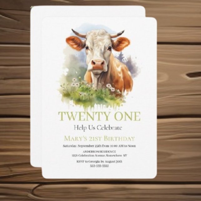 Invitation Vous êtes Invited Cow Birthday (Delight your guests and set the tone for a fun-filled celebration. Customize yours today!)