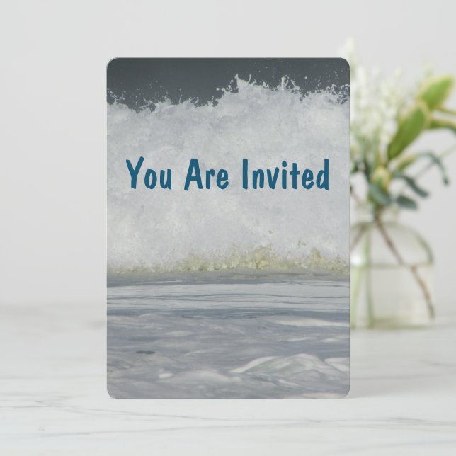 Invitation Vous êtes invités à des vacances de plage en famil (Debout devant)