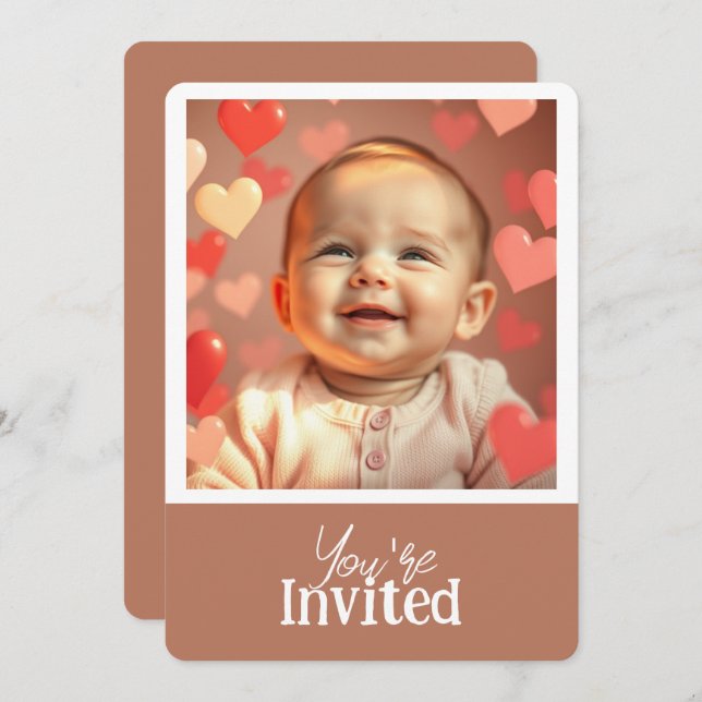 Invitation Vous êtes invités Ajouter une photo et une invitat (Devant / Derrière)