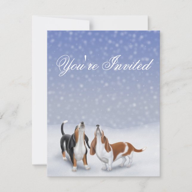 Invitation Vous êtes les chiens de basset invités d'hiver (Devant)