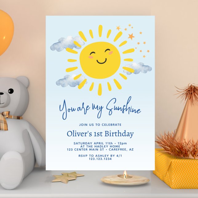 Invitation Vous êtes ma fête d'anniversaire Sunshine Boy 1 an (Créateur téléchargé)