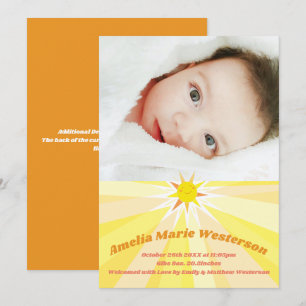 Invitation Vous êtes mon annonce de naissance de bébé Sunshin