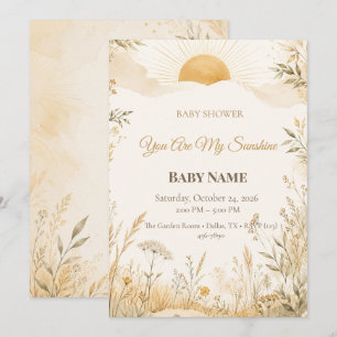 Invitation Vous êtes mon soleil Baby Shower    Minimal Boho