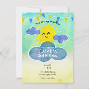 Invitation Vous êtes mon Sunshine Jaune & Blue Anniversaire P