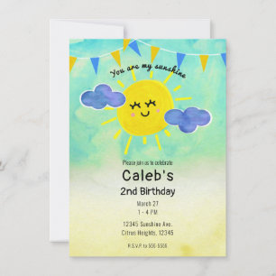 Invitation Vous êtes mon Sunshine Jaune & Blue Anniversaire P