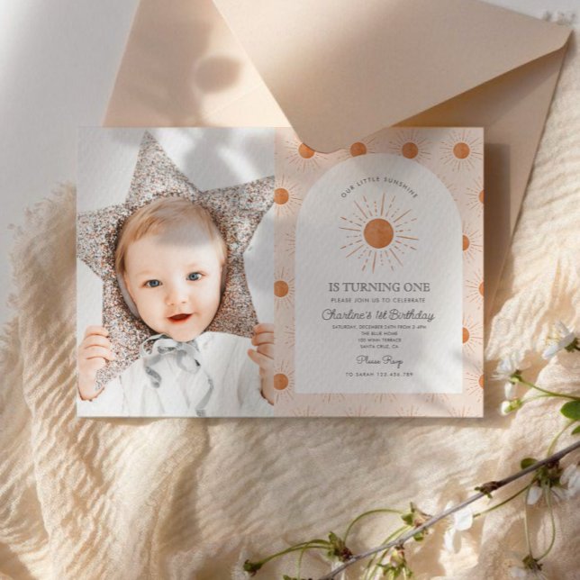 Invitation Vous êtes mon Sunshine Sun Retro Minimal 1er anniv (Créateur téléchargé)