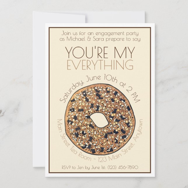 Invitation Vous êtes mon tout Bagel Mariage Fiançailles (Devant)