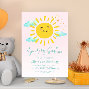 Invitation Vous êtes My Sunshine 1ère fête d'anniversaire