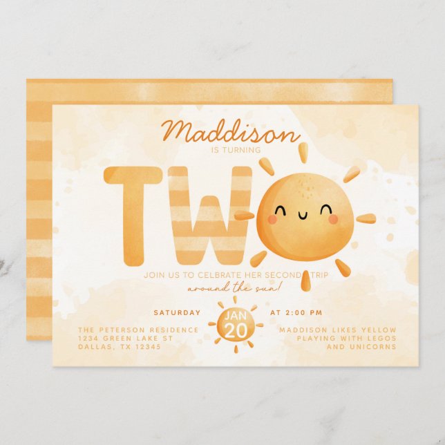 Invitation Vous êtes My Sunshine en train de tourner deux fêt (Devant / Derrière)