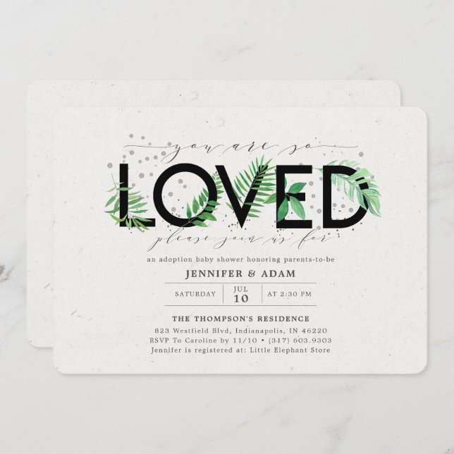 Invitation Vous Êtes Si Aimé Baby shower D'Adoption Tropical (Devant / Derrière)