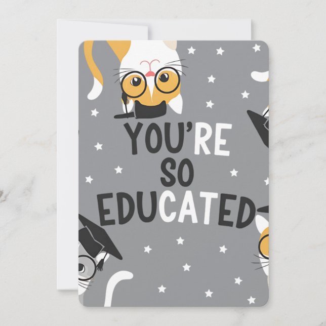 Invitation Vous êtes si instruit Drôle de chat diplômé (Devant)