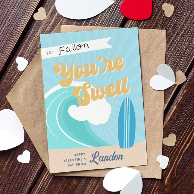 Invitation Vous êtes Swell Surfer Classroom Valentines Day Ca (Créateur téléchargé)