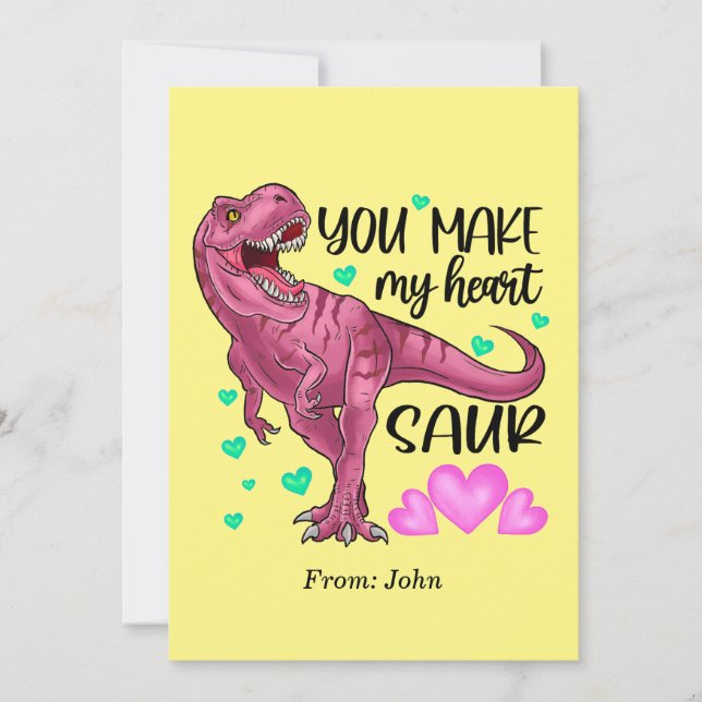 Invitation Vous faites mon coeur Saur Dinosaur Saint Valentin (Devant)
