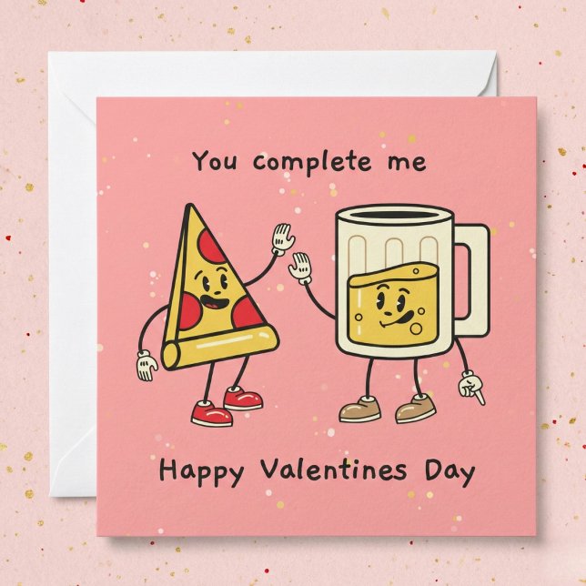Invitation Vous Me Complétez Bière Et Pizza Valentine's Card (You Complete Me Beer And Pizza Valentine's Card)
