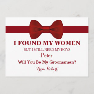 Invitation Vous serez ma cravate d'arc rouge de Groomsman