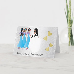 Invitation Vous serez ma demoiselle d'honneur dans bleu et