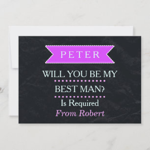 Invitation VOUS SEREZ MON BESTMAN Black Purple ruban