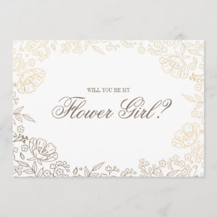 Invitation Vous serez mon floraux blanc d'or de la demoiselle
