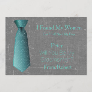 Invitation Vous serez mon Groomsman Teal et cravate blanche