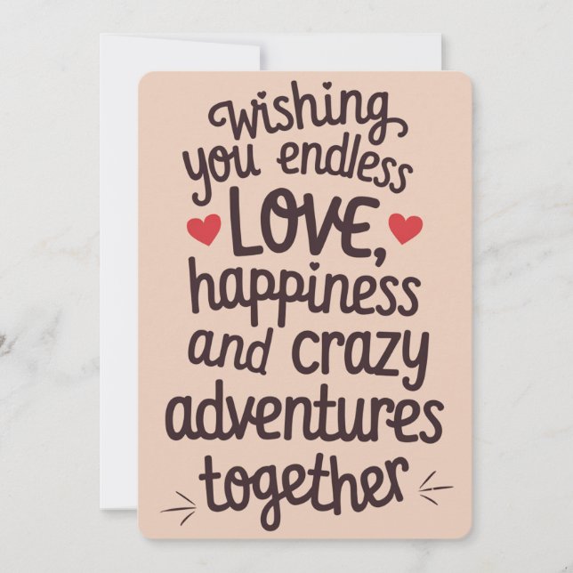Invitation Vous souhaitant un amour sans fin et des aventures (Devant)