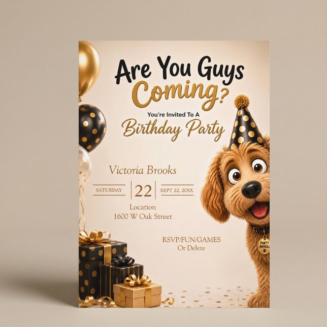 Invitation Vous Venez les Gars? Anniversaire de Chien Drôle (Créateur téléchargé)