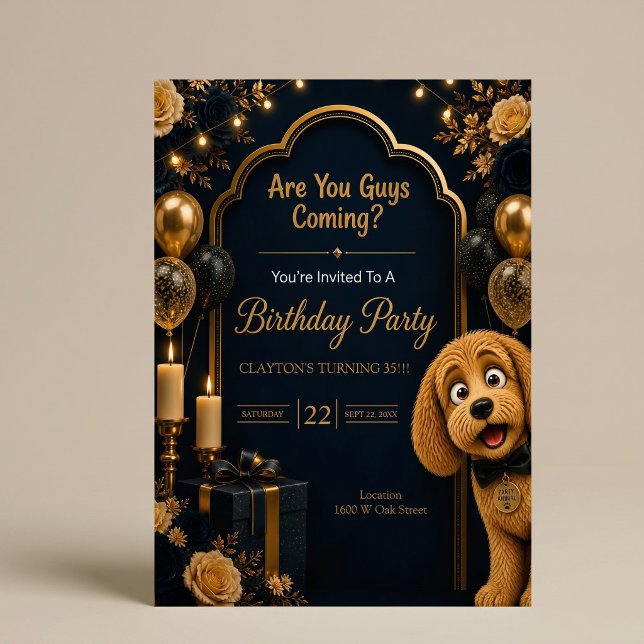 Invitation Vous Venez les Gars? Anniversaire de Chien Drôle (Créateur téléchargé)