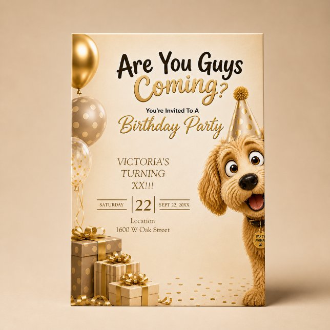 Invitation Vous Venez les Gars? Anniversaire de Chien Drôle (Créateur téléchargé)