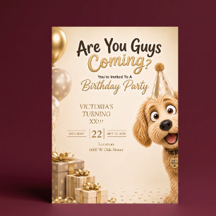 Invitation Vous Venez les Gars? Anniversaire de Chien Drôle