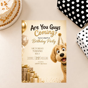 Invitation Vous Venez les Gars? Anniversaire de Chien Drôle
