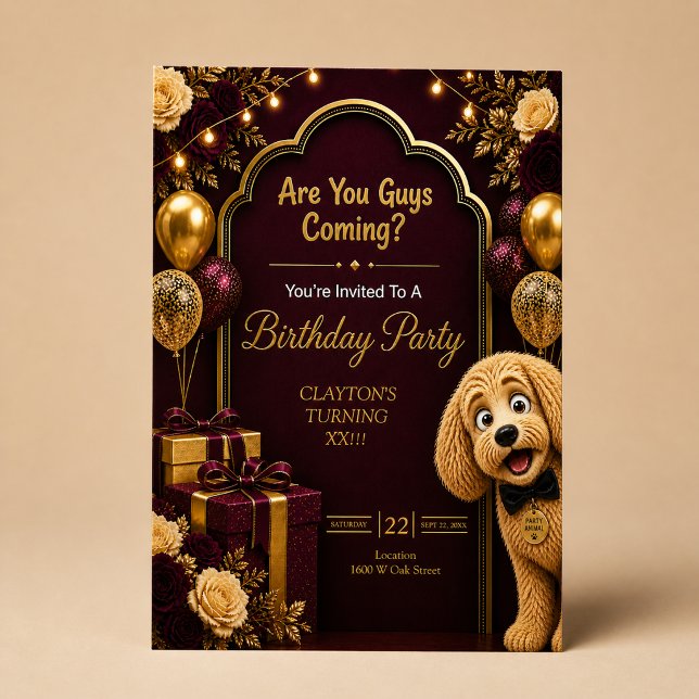 Invitation Vous Venez les Gars? Anniversaire Drôle de Chien (Créateur téléchargé)