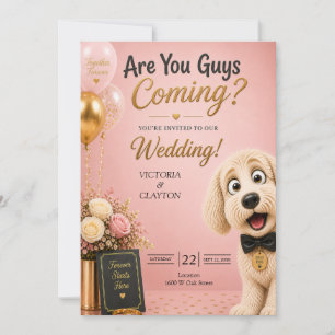 Invitation Vous Venez, Les Gars ? Chien Drôle Rose Gêné Maria