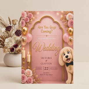 Invitation Vous Venez Les Gars? Chien Drôle Rose Gêné Mariage