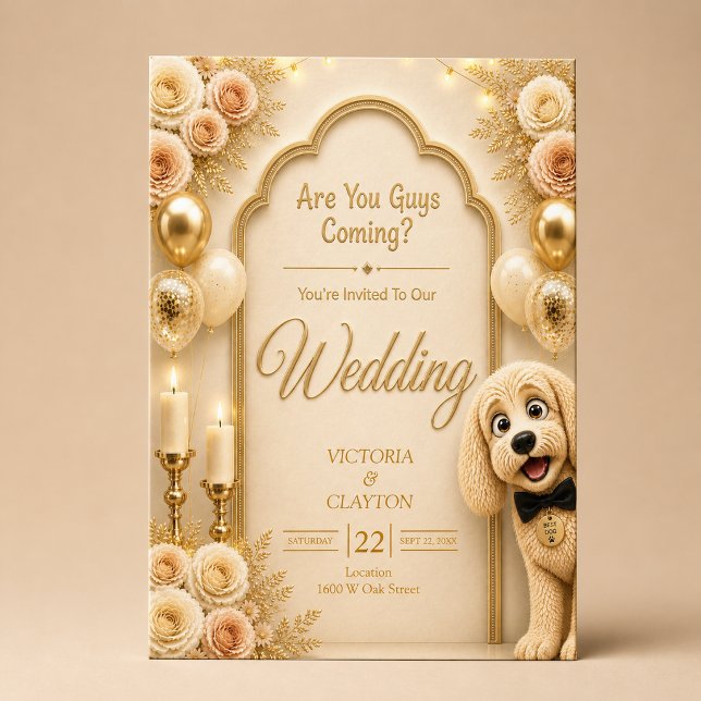 Invitation Vous Venez Les Gars? Drôle De Chien Crème Mariage (Créateur téléchargé)