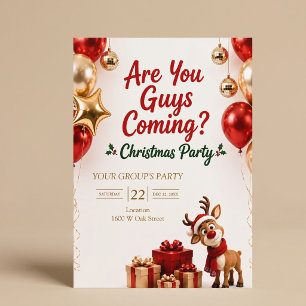 Invitation Vous venez les gars ? Fête de Noël des rennes