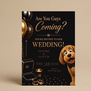 Invitation Vous Venez, Les Gars ? Mariage de Chien Luxueux No