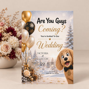Invitation Vous Venez, Les Gars ? Mariage d'Hiver Drôle de Ch