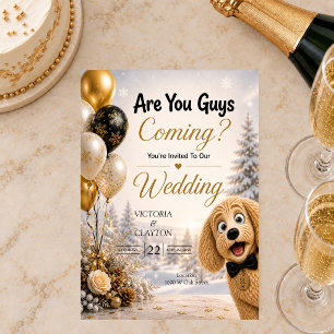Invitation Vous Venez, Les Gars ? Mariage d'Hiver Drôle de Ch