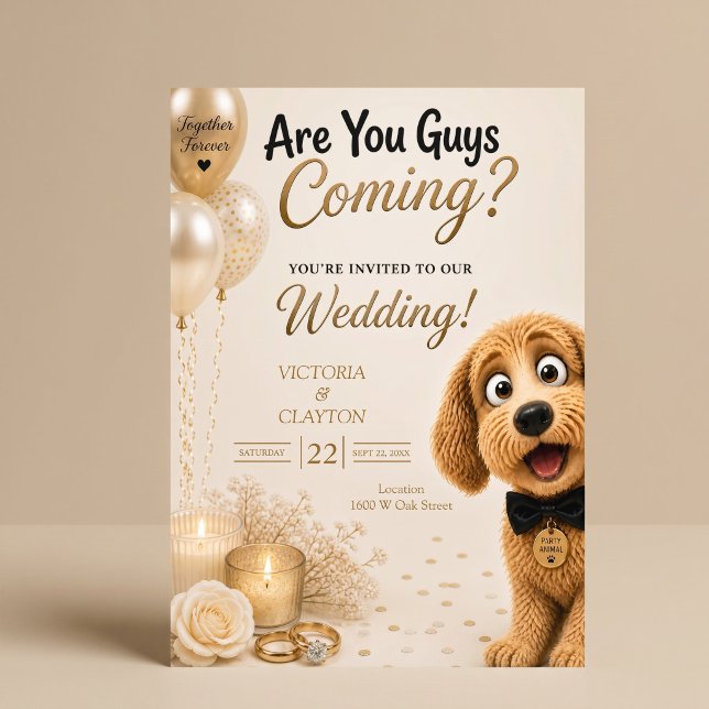Invitation Vous Venez les Gars? Mariage Drôle de Chien (Créateur téléchargé)