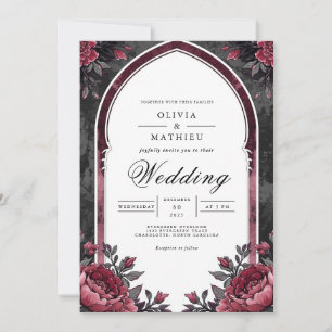 Invitation Voûte florale de prune profonde pour mariage