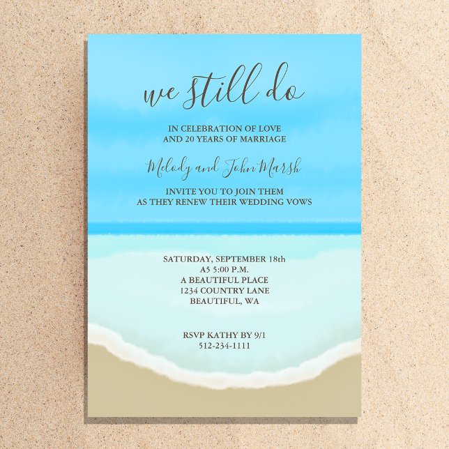 Invitation Vow Renewal Mariage Watercolor Beach (Créateur téléchargé)