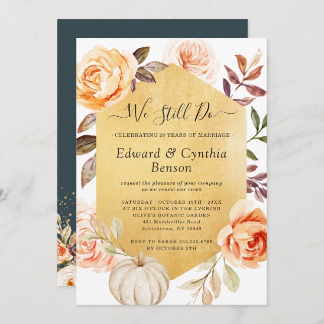 Invitation Vow Renewal Nous faisons toujours Automne Luxe Or  (Devant / Derrière)