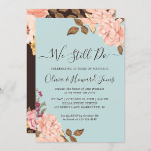 Invitation Vow Renewal On Fait Toujours Aqua Blue Blush Flora