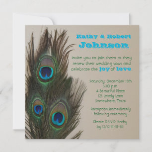 Invitation Vow Renewal Peacock Feathers
