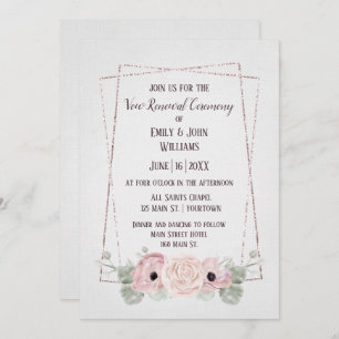 Invitation Vow Renewal Pink Anemone et Parties scintillant Fr